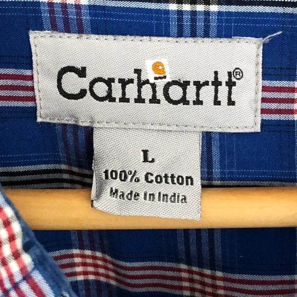 Carhartt Shirt Mens L Blue Plaid Button Down Collared Casual Long Sleeve… - Picture 3 of 7